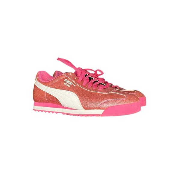 Girls Puma Roma Glam Glitter Sneakers Size 5.5 Pink White - Picture 3 of 6